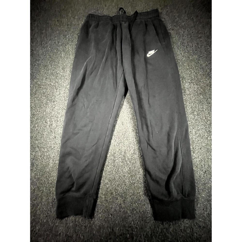 Nike Sportswear Sweatpants Men's Large Black Fleece Lined Swoosh Logo Drawstring